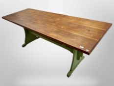 A painted rectangular refectory dining table,