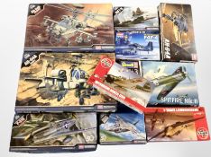 A group of Airfix and Academy aircraft scale modelling kits.