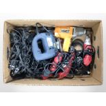 A box of assorted power tools.