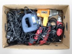 A box of assorted power tools.