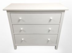 A contemporary painted three drawer chest,