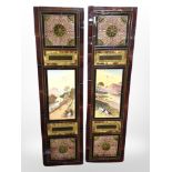 Two Victorian tiled fire surround panels by Burmantofts, each 98cm x 26cm.