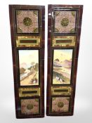 Two Victorian tiled fire surround panels by Burmantofts, each 98cm x 26cm.