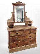 An Edwardian satinwood mirror backed dressing chest,