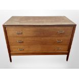 A Vanson teak plan chest fitted with three drawers,