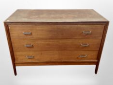 A Vanson teak plan chest fitted with three drawers,