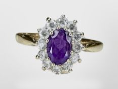 A 9ct gold amethyst cluster ring. CONDITION REPORT: 1.4g.