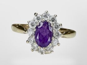 A 9ct gold amethyst cluster ring. CONDITION REPORT: 1.4g.