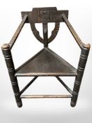 A carved oak turner's chair,