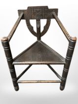 A carved oak turner's chair,