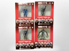 Four Eaglemoss Hero Collector 1:16 Marvel figurines, The Winter Soldier (x2), Tony Stark and Falcon,