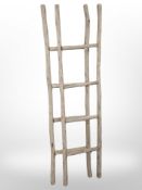A pair of rustic wooden ladders.