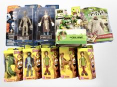 A group of Character Scooby Doo figures, and others including Ben 10, Teenage Mutant Ninja Turtles,