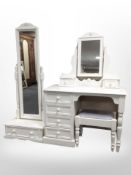 A contemporary white painted mirror backed dressing table,