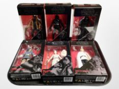 Six Hasbro Disney Star Wars action figures, boxed.