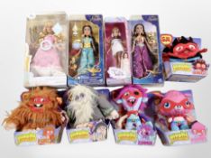 A group of Disney Princess figures, including Cinderella, Moshi Monster figures, etc.