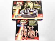 Two Hasbro Star Wars Episode 1 models, Ammo Wagon and Falumpaset and Lightsaber Duel Game,