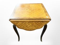 A French kingwood and satinwood-inlaid drop-leaf envelope occasional table,