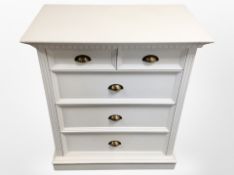 A contemporary painted five drawer chest,