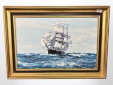 After Montague Dawson : Tall ship at sea, colour print, 41cm x 64cm.