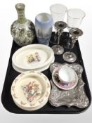 A group of ceramics including Royal Doulton Bunnykins and Royal Winton dishes, a Denby vase,