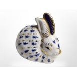 A Royal Crown Derby rabbit paperweight, lacking stopper.