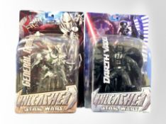 Two Hasbro Star Wars Unleashed figures, Darth Vader and General Grevious, sealed in boxed.