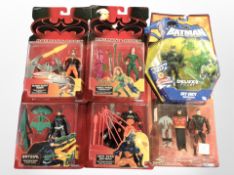 Six Mattel and Kenner Batman action figures, boxed.