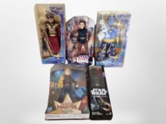 A group of Hasbro Disney action figures including Star Wars, Captain Marvel, Aladdin.