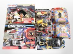 A group of Hasbro and other boxed action figures including Marvel's Iron Man 3,