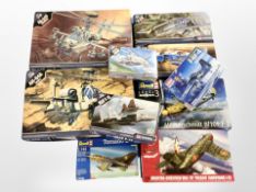 A group of Revell, Airfix and other aircraft scale modelling kits.