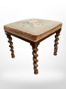 A Victorian rosewood barleytwist footstool,