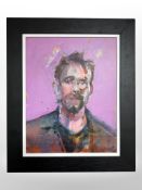 Nicholas Moon (Contemporary) : Head and shoulders portrait of a man, oil on board, 40cm x 31cm,