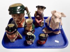 A group of Royal Doulton character jugs including 'Little Mester' No.