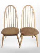 A set of six Ercol beech spindle backed dining chairs (Af)