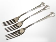 Three silver forks, Sheffield marks. CONDITION REPORT: 165.