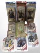 Five Toy Biz Lord of The Rings figures and four Disney Marvel figures