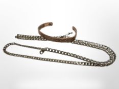 A copper-plated bangle and a curb link necklace
