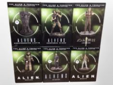 Six Eaglemoss Hero Collector Alien figurines, boxed.
