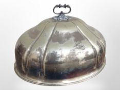 A Victorian silver-plated food cover, height 28cm.