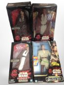 Four Hasbro Star Wars Episode I figures, all boxed.