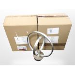 Two Happy Homewares modern LED ceiling light fittings in satin nickel, both boxed.