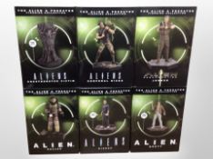 Six Eaglemoss Hero Collector Alien figurines, boxed.