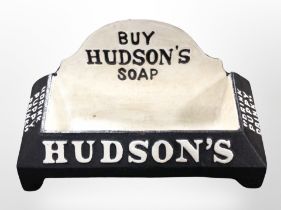 A cast-iron Hudsons soap tray, width 39cm.