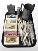 A group of boxed Days Gone By die cast vehicles, pewter tri-handled tankard,