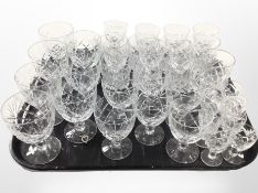 A quantity of lead crystal drinking glasses including Brierley.