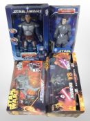 Two Hasbro Star Wars Revenge of the Sith AT-RT models and two further figures Imperial Officer and