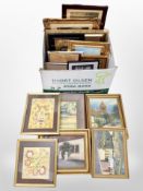 A box of continental pictures, prints,
