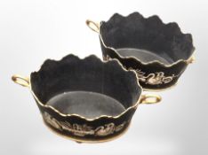A pair of reproduction Regency-style gilt twin-handled baskets.