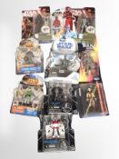 Ten Hasbro and Kenner Star Wars figures, boxed.